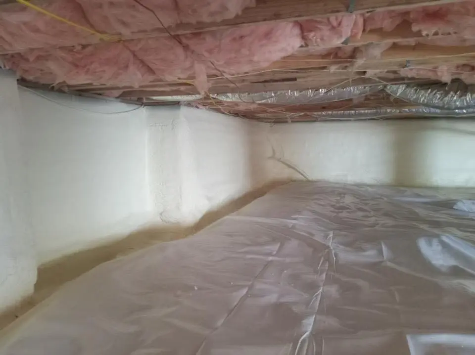 Crawl space encapsulation with closed-cell spray foam for Commercial Roof Restoration in Lake St. Louis